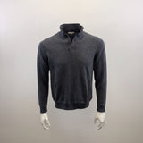 American Eagle Button Mock Neck Men's Sweater Size Medium Gray Long Sleeve Cotton