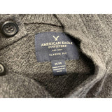 American Eagle Button Mock Neck Men's Sweater Size Medium Gray Long Sleeve Cotton