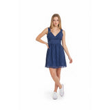 Gap Women's 4 Dress purple with white polka dots v neck sleeveless side zipper