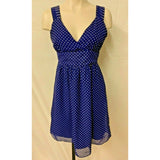 Gap Women's 4 Dress purple with white polka dots v neck sleeveless side zipper