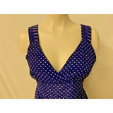 Gap Women's 4 Dress purple with white polka dots v neck sleeveless side zipper