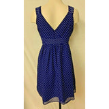 Gap Women's 4 Dress purple with white polka dots v neck sleeveless side zipper