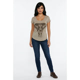 Streetwear Society Women's Taupe Tee Elephant Graphic Size Medium Polyester Blend