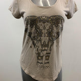 Streetwear Society Women's Taupe Tee Elephant Graphic Size Medium Polyester Blend