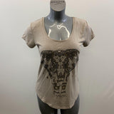Streetwear Society Women's Taupe Tee Elephant Graphic Size Medium Polyester Blend