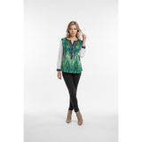 Miracle Body By Miraclesuit V Neck Blouse Women's Size S Henley Neck Long Sleeve Top
