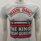 Run DMC Rap T Shirt The King From Queens Tee Men's Small Reprint Cotton Blue Crew Neck