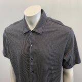 Nautica Men's Short Sleeve Black and White Striped Collared Button up T-Shirt Size Large Cotton Blend