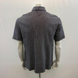 Nautica Men's Short Sleeve Black and White Striped Collared Button up T-Shirt Size Large Cotton Blend