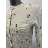 Zara Basic Collection Women's Medium White All Over Print Button Up Blouse