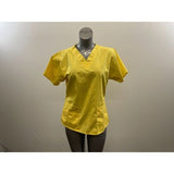 Wonder Wink Women's Medium V Neck Scrub Top Yellow Short Sleeve Polyester Blend