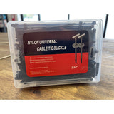 Nylon Universal Cable Tie Buckle 3.54" - 200 Pack Black