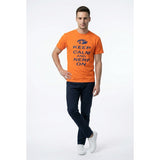 Keep Calm and Nerf On Men's Neon Orange Short Sleeve Crew Neck T Shirt Size M