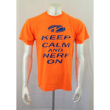 Keep Calm and Nerf On Men's Neon Orange Short Sleeve Crew Neck T Shirt Size M