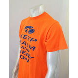 Keep Calm and Nerf On Men's Neon Orange Short Sleeve Crew Neck T Shirt Size M