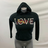 Urban Kids Hoodie Girls Size Medium Black Graphic Long Sleeve Hooded Pullover Rayon Blend