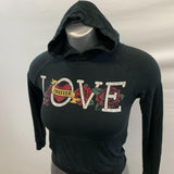 Urban Kids Hoodie Girls Size Medium Black Graphic Long Sleeve Hooded Pullover Rayon Blend
