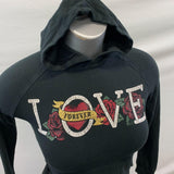 Urban Kids Hoodie Girls Size Medium Black Graphic Long Sleeve Hooded Pullover Rayon Blend