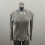 Sonoma Women's Henley Sweater Size Large Gray Ribbed Long Sleeve Round Neck