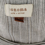 Sonoma Women's Henley Sweater Size Large Gray Ribbed Long Sleeve Round Neck