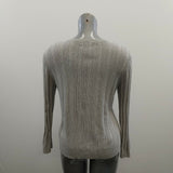 Sonoma Women's Henley Sweater Size Large Gray Ribbed Long Sleeve Round Neck