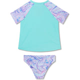 Speedo Short Sleeve Rashguard Swim Set - Girls  -Arctic Glass - NWT