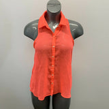 Aeropostale Sheer Blouse Women's Medium Orange Sleeveless Button Up Top