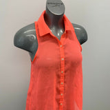 Aeropostale Sheer Blouse Women's Medium Orange Sleeveless Button Up Top