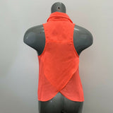 Aeropostale Sheer Blouse Women's Medium Orange Sleeveless Button Up Top