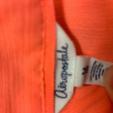 Aeropostale Sheer Blouse Women's Medium Orange Sleeveless Button Up Top