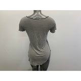 Vox Populi Women's T Shirt Size Medium Black White Striped Short Sleeve Deep V
