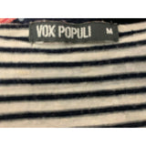Vox Populi Women's T Shirt Size Medium Black White Striped Short Sleeve Deep V