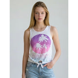 Aeropostale Women's Graphic Sleeveless Top Tank Tie At Bottom Size XS