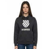 K-Swiss Hoodie Sweatshirt Women's Medium Gray Long Sleeve Cotton Blend Drawstring