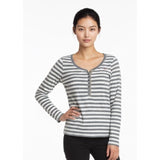 Hollister Women's XS GRay White Cotton Henley T Shirt Long Sleeve