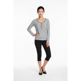 Hollister Women's XS GRay White Cotton Henley T Shirt Long Sleeve