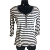 Hollister Women's XS GRay White Cotton Henley T Shirt Long Sleeve