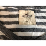 Hollister Women's XS GRay White Cotton Henley T Shirt Long Sleeve
