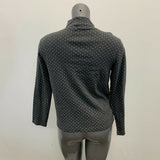 Tradition Turtleneck Top Womens Size Medium Gray White Polka Dot Long Sleeve