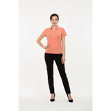 Caribbean Joe Women's Floral Print Polo Shirt Size Medium Orange Short Sleeve V Neck