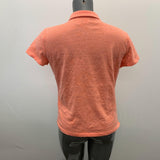 Caribbean Joe Women's Floral Print Polo Shirt Size Medium Orange Short Sleeve V Neck