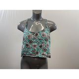 Mossimo Women's Cropped Tank Top Size XXL Green Black Floral Spaghetti Strap Top