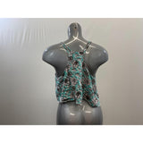 Mossimo Women's Cropped Tank Top Size XXL Green Black Floral Spaghetti Strap Top