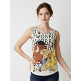 Disney Women's Warm Cream Coloured Lion King Themed NO WORRIES Tank Top Size Medium Polyester Blend