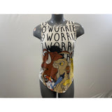 Disney Women's Warm Cream Coloured Lion King Themed NO WORRIES Tank Top Size Medium Polyester Blend