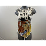 Disney Women's Warm Cream Coloured Lion King Themed NO WORRIES Tank Top Size Medium Polyester Blend