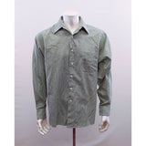 Van Heusen Men's Green Striped Dress Shirt Size Large Long Sleeve Wrinkle Free Cotton Blend