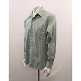 Van Heusen Men's Green Striped Dress Shirt Size Large Long Sleeve Wrinkle Free Cotton Blend