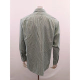 Van Heusen Men's Green Striped Dress Shirt Size Large Long Sleeve Wrinkle Free Cotton Blend