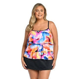 MAXINE OF HOLLYWOOD MN4DP59 3-TIERED TANKINI TOP Women's Size 12 Nwt